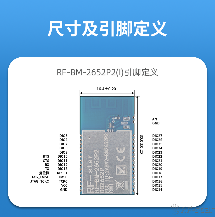 CC2652系列無線模塊尺寸及引腳定義